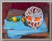 CERAMIC BASKET WITH FRUIT #3   2000   oil/board   16½"x22"